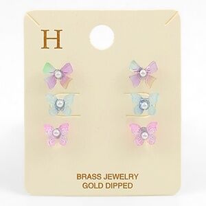 Colored Butterfly 3Ps Studs Set